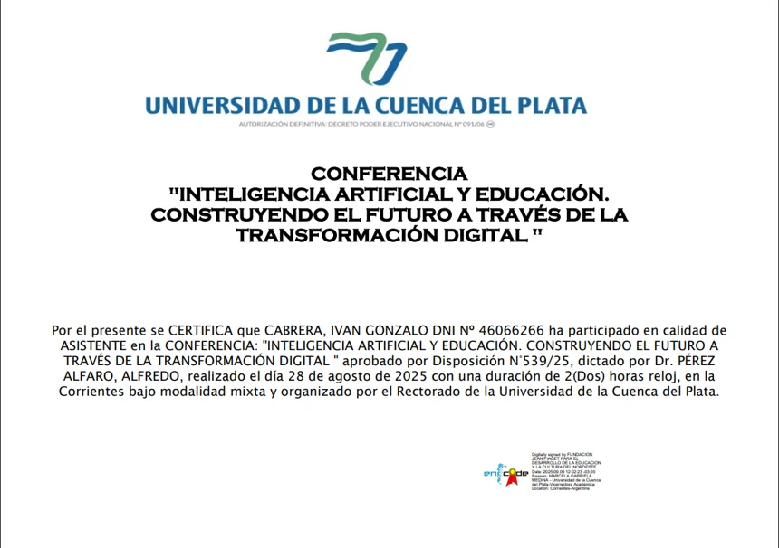 Certificado de Inteligencia Artificial y Educación