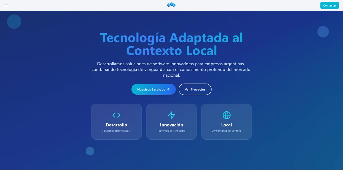 Captura de la plataforma de soluciones digitales MiG Network